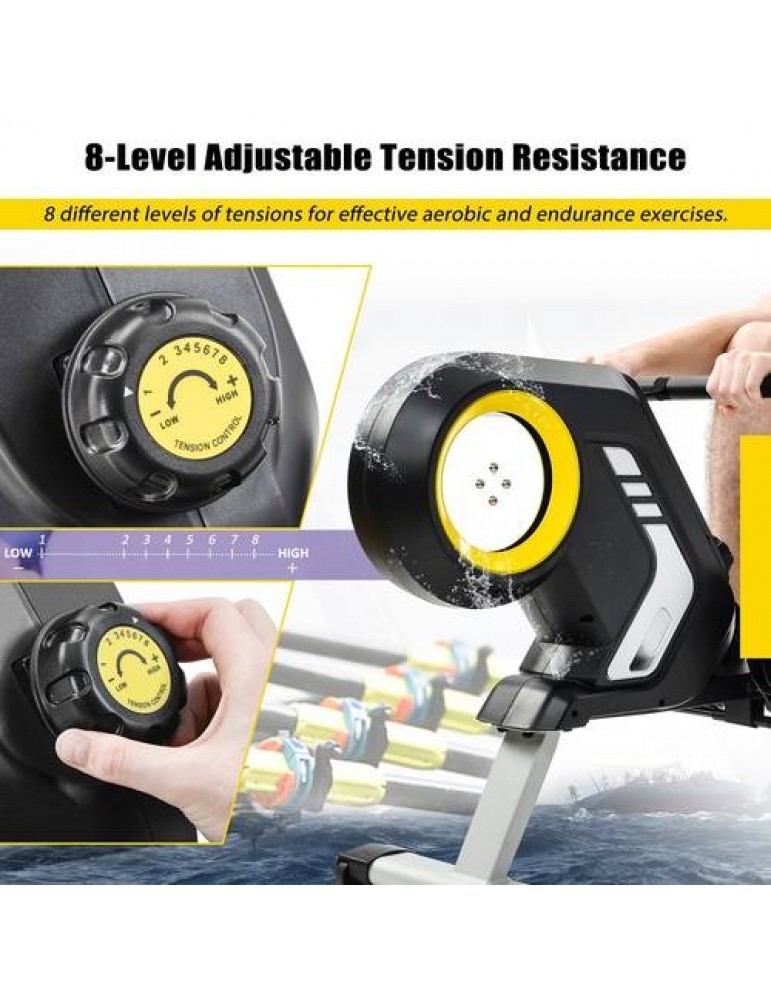 Magnetic Resistance Rowing Machine+Foldable Design 8Level Adjustable Resistance