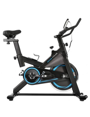 Flywheel Silent Belt Drive Indoor Cycle Bike with Leather Resistance Pad Blue