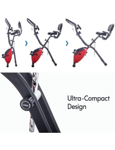 Adjustable Folding Exercise Bike Fitness Upright and Recumbent X-Bike Red