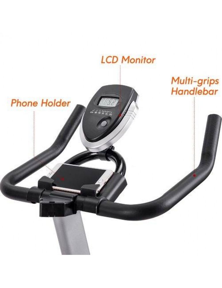 Indoor Cycling Bike Stationary Belt Driven Smooth Exercise Bike + LCD Monitor