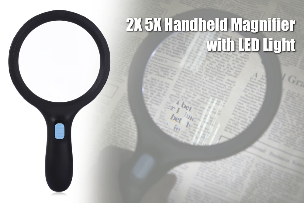 2X 5X Handheld Magnifier with 10 LEDs Magnified Tool