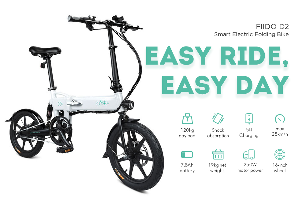 FIIDO D2 Smart Folding Bike Electric Moped Bicycle 7.8Ah Battery / with Double Disc Brakes
